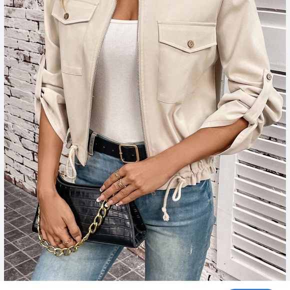 Light Weight Cream Utility Jacket for Women - Picture 1 of 10